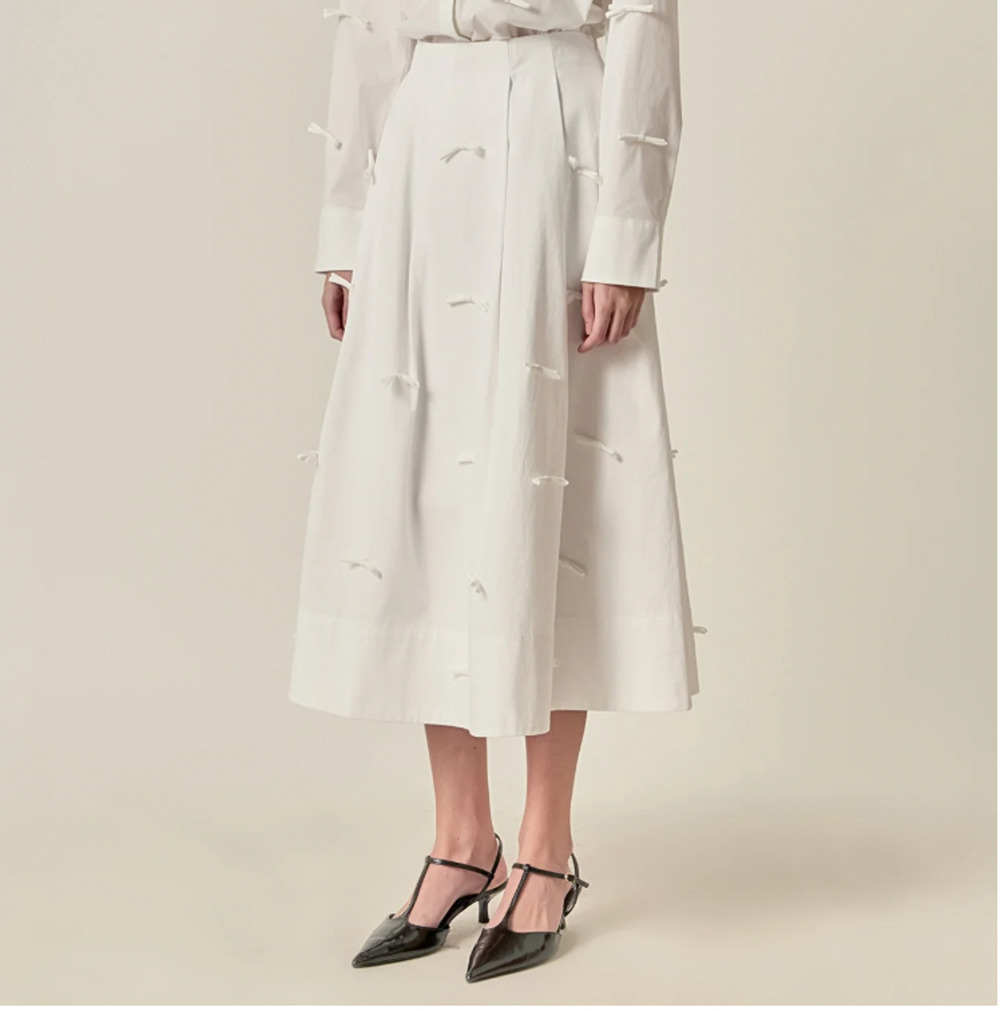 Copied - NWOT English Factory Bow Detailed Poplin Midi Skirt Sz M